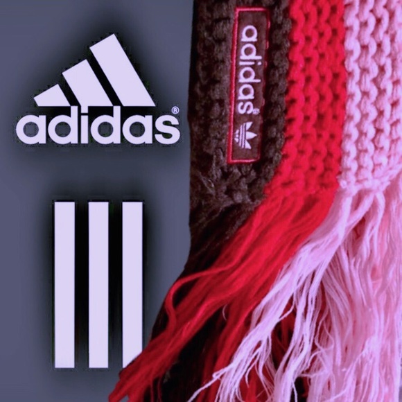 adidas Accessories - 🆕 RARE ADIDAS Striped Brown Red Pink Scarf🤎❤️💕